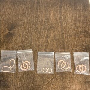 5 Sets of Rose Gold Hoop Earrings